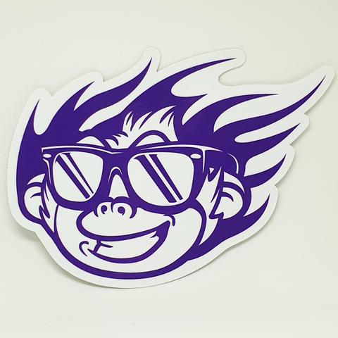 Flaming Monky White / Purple Sticker
