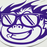 Flaming Monky White / Purple Sticker