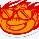 Flaming Monkey Naranja / Rojo Pegatina